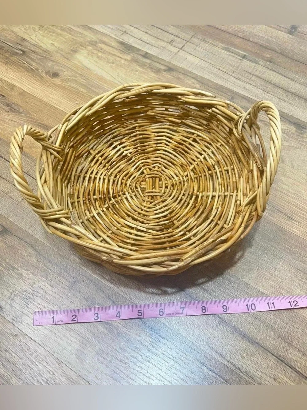 12” Round Coffee Table Basket with Handles  Home Decor